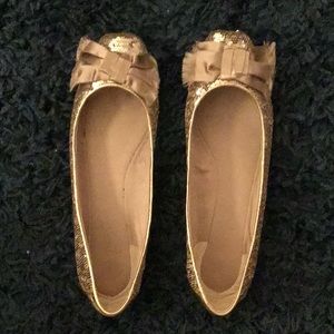 Kate Spade Gold Sequined Flats, size 10